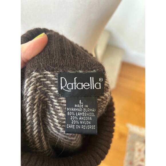 Vintage Wool Angora Brown Herringbone Sleeveless Turtleneck Sweater - Picture 3 of 5